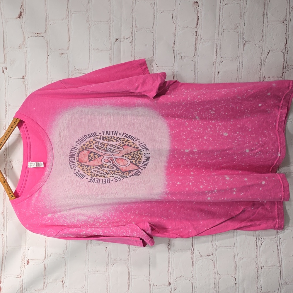 Canvas Bleached Breast Cancer Awareness T-shirt Womens Size 4x